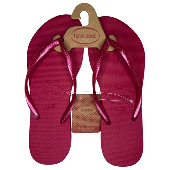 Havaianas Shoes - Havaianas Women's Slim Flip Flops Pink Fever Size 7/8 NEW